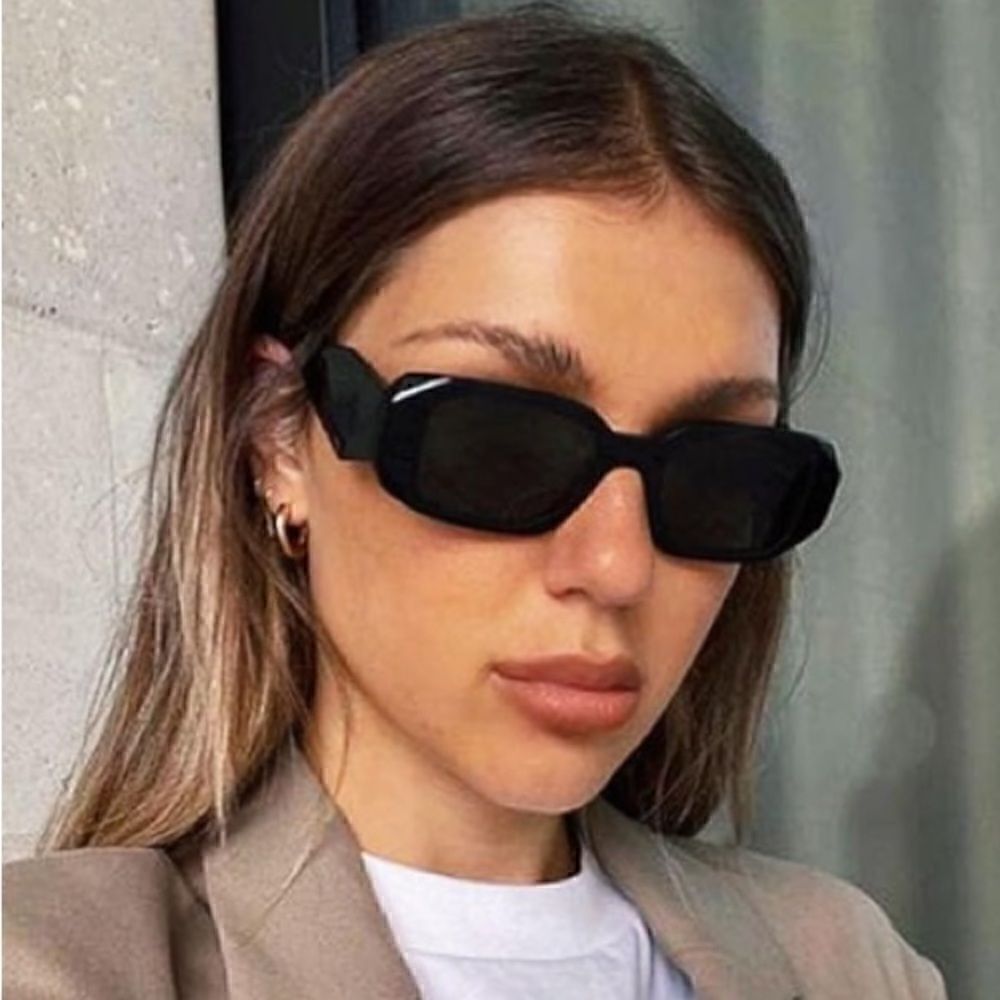 Trendy rectangle triangle Sunglasses caramel - Picture 4 of 7